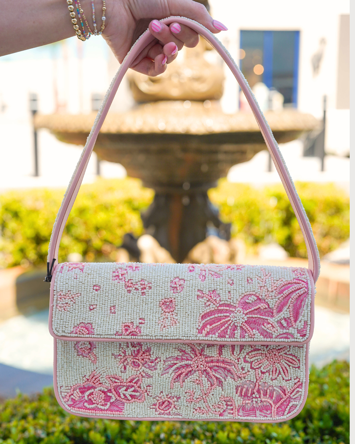 Staud Tommy Beaded Bag | Ivory Cherry Blossom Toile