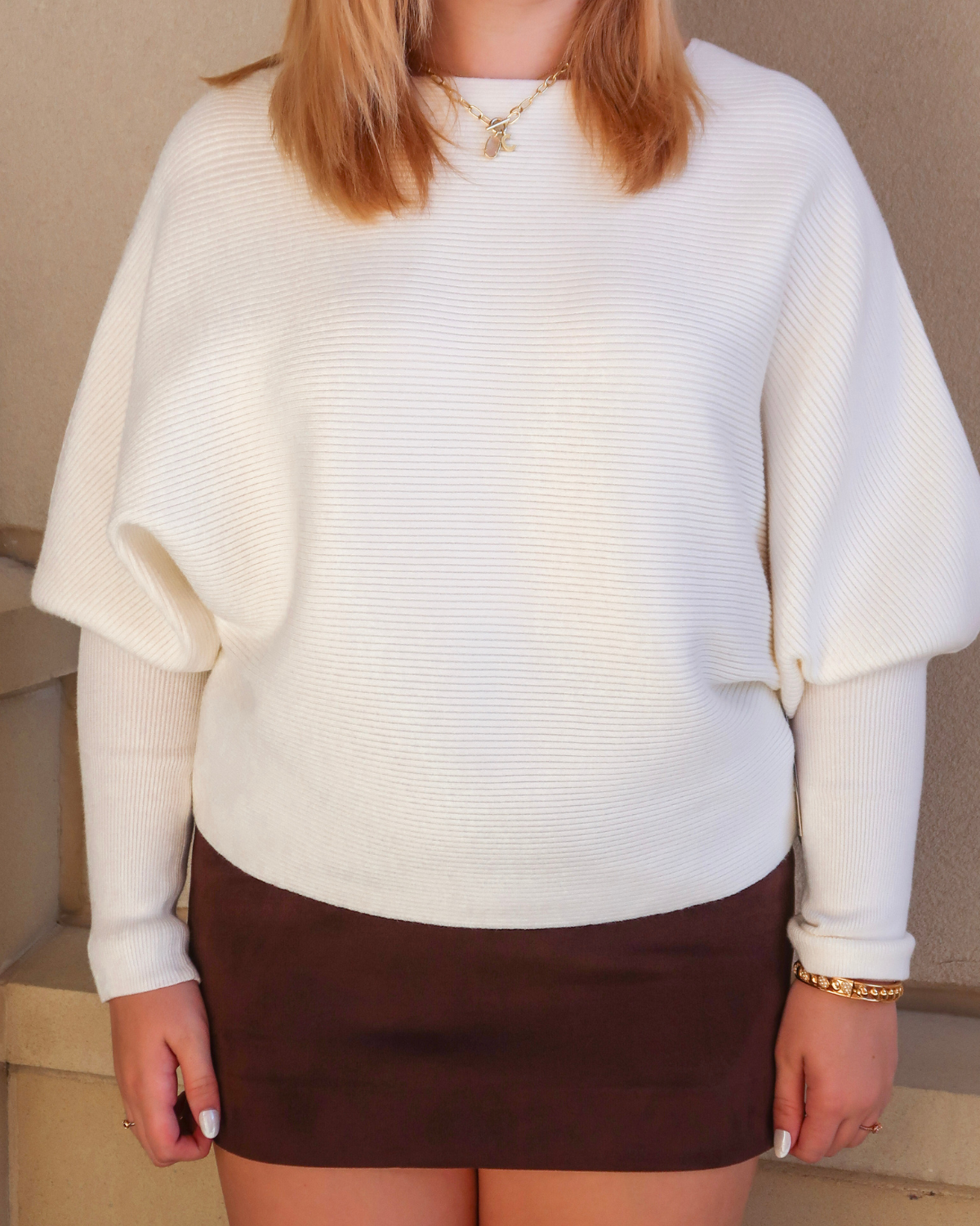 Liverpool Long Sleeve Boat Neck Dolman Sweater | Vintage White