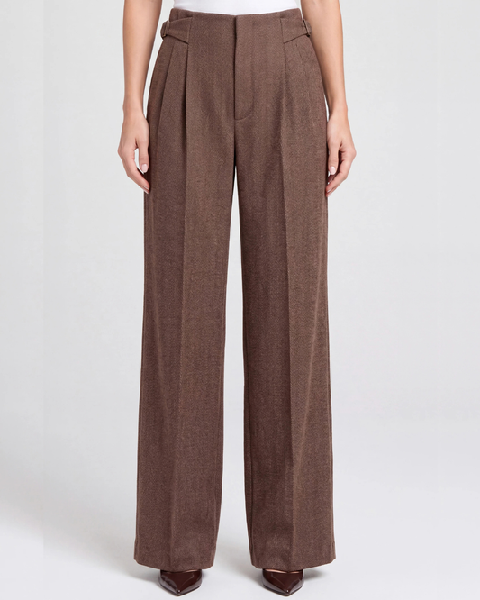 Liverpool High Rise Pleated Wide Leg Trouser | Chestnut