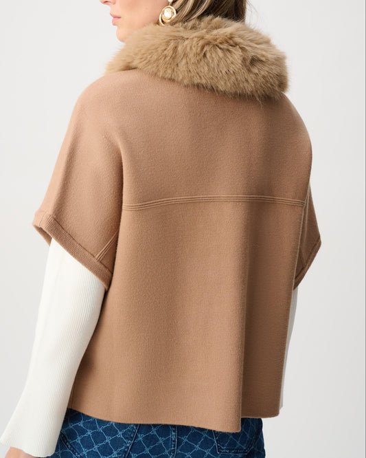Joseph Ribkoff Short Cape Fur Collar Jacket | Camel
