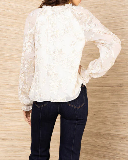 Hale Bob Robin Lurex Chiffon Top | Ivory