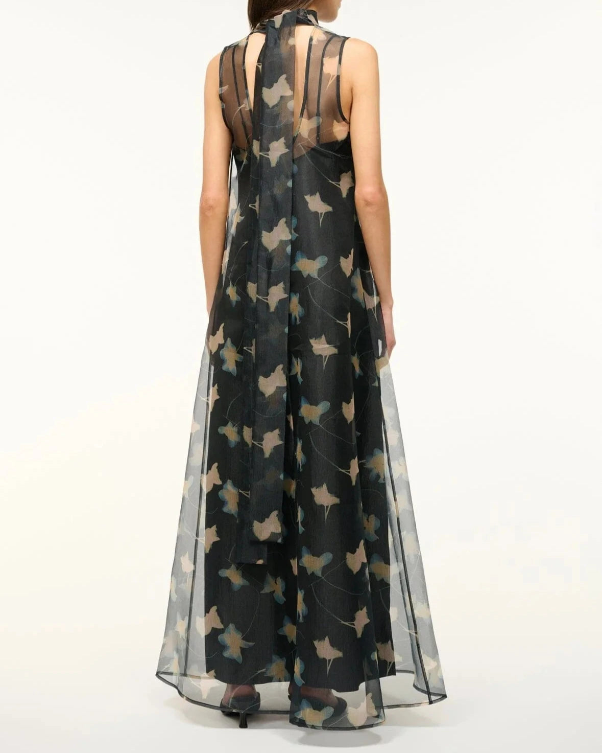 staud hank silk dress botanical shadows Staud Hank Silk Dress in Vintage Floral