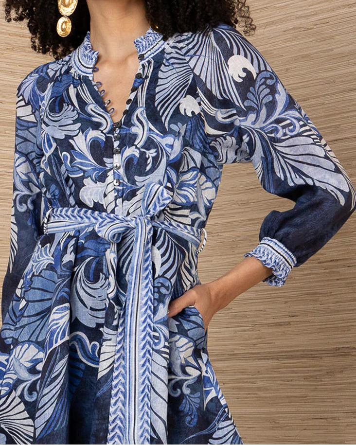Hale Bob Belize Linen Dress | Navy