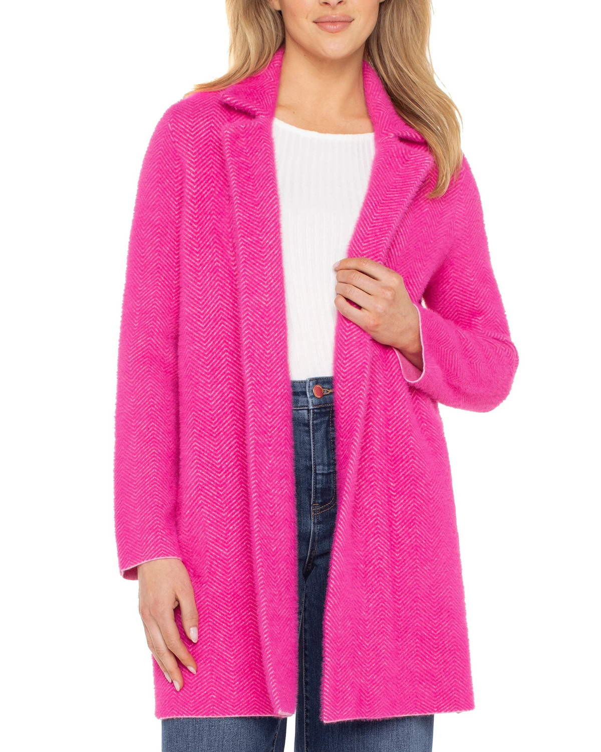 Liverpool Open Front Coatigan Sweater | Deep Raspberry Pink