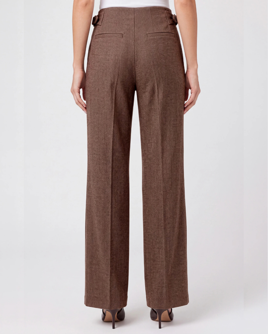 Liverpool High Rise Pleated Wide Leg Trouser | Chestnut