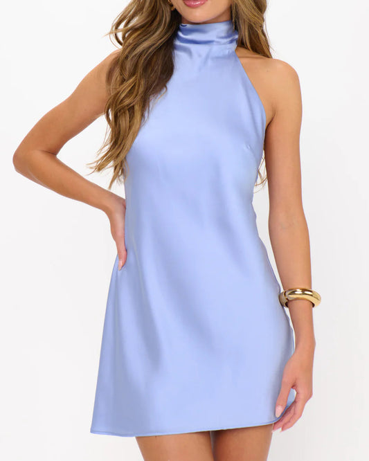 Show Me Your Mumu Lisa Mini Dress | Borrowed Blue Luxe Satin