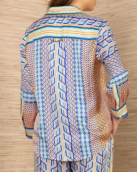 Hale Bob Adelynn Silk Charmeuse Top | Blue