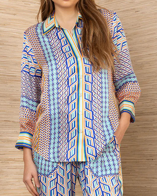 Hale Bob Adelynn Silk Charmeuse Top | Blue