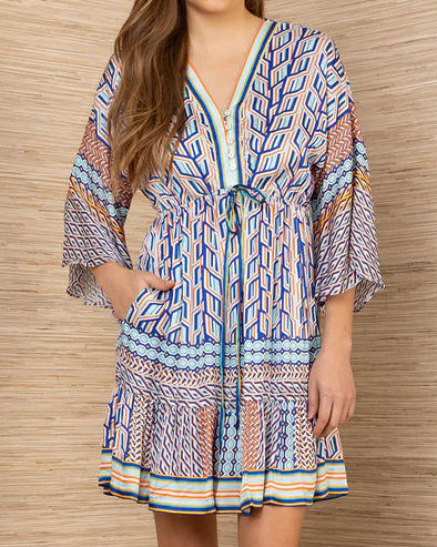 Hale Bob Theia Charmeuse Kimono Dress | Blue