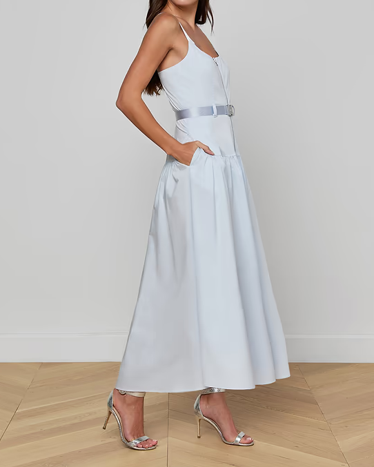 L'Agence Rima Maxi Dress | Pale Mist Blue