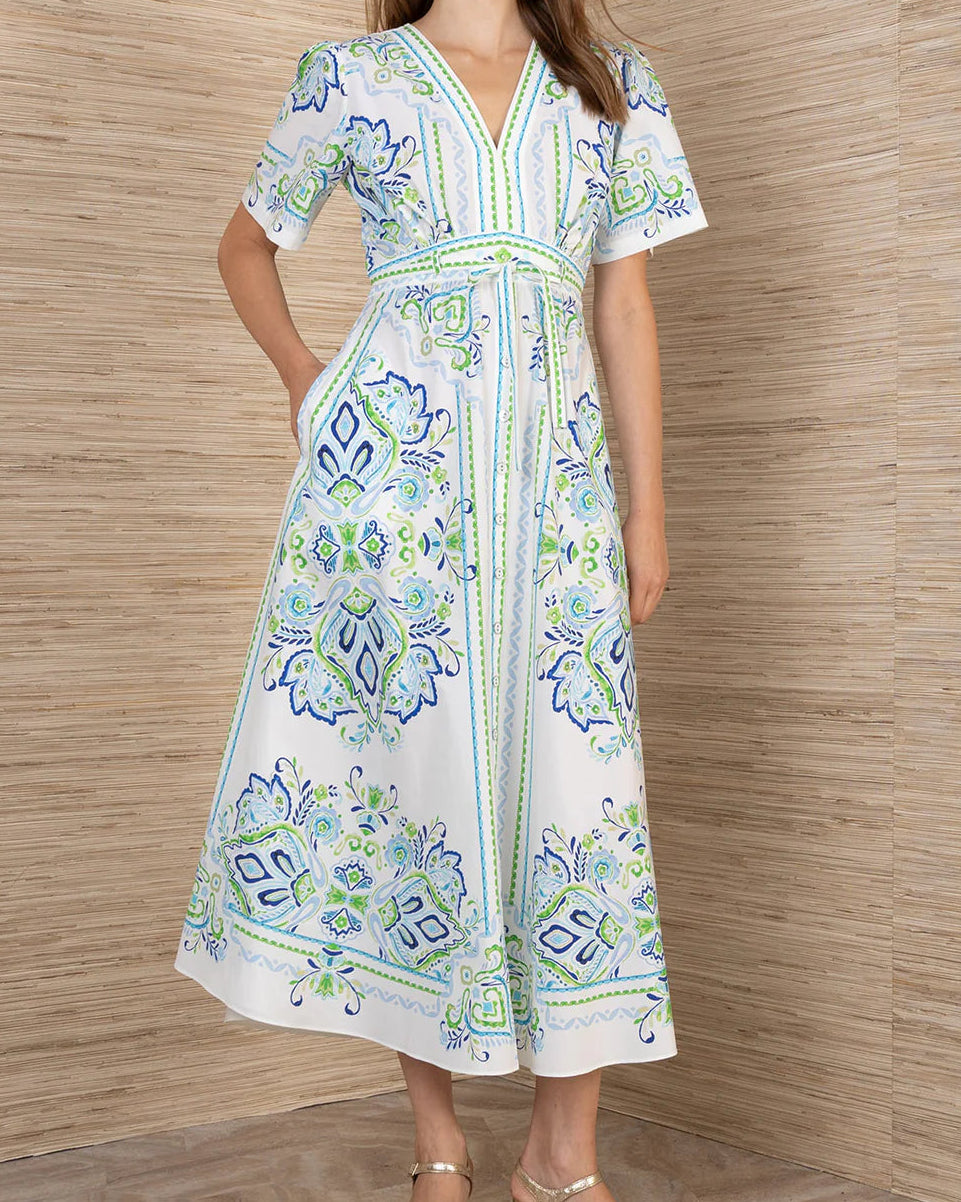 Hale Bob Mona Poplin Midi Dress | Blue