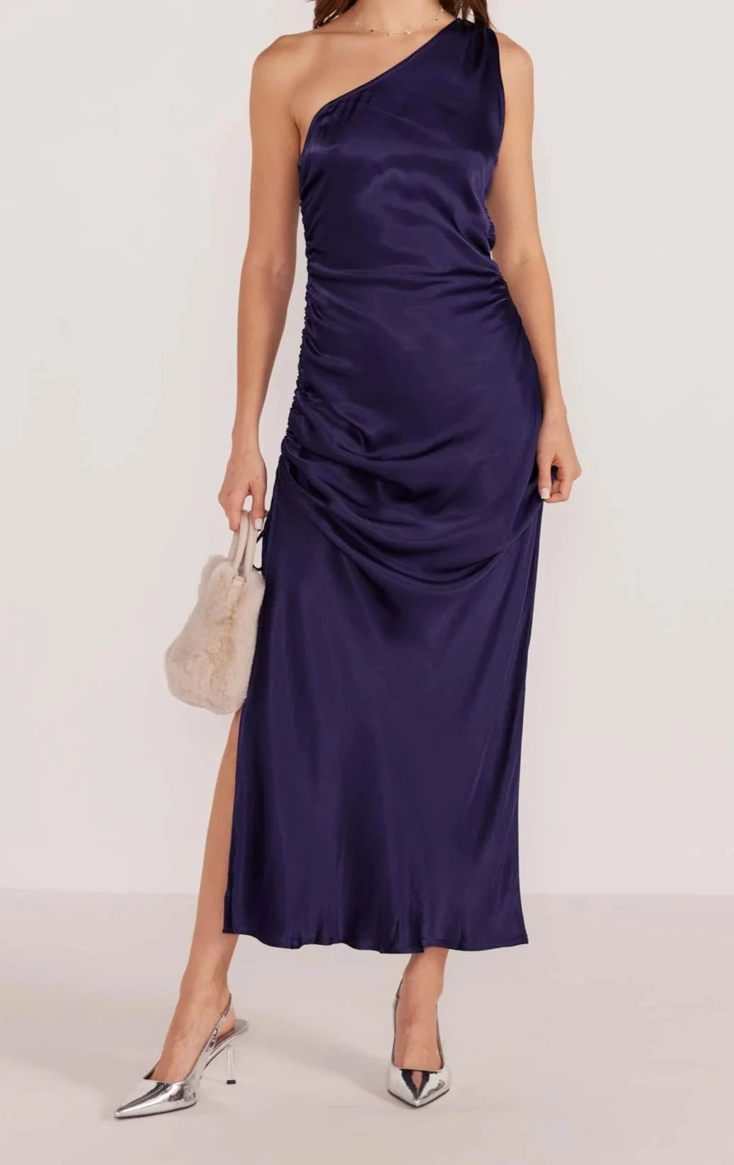 Mink Pink Lumina One Shoulder Midi Dress