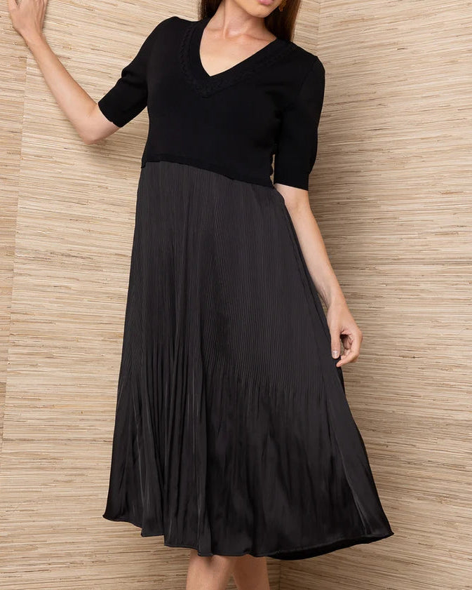 Hale Bob Landon Solid Midi Dress | Black