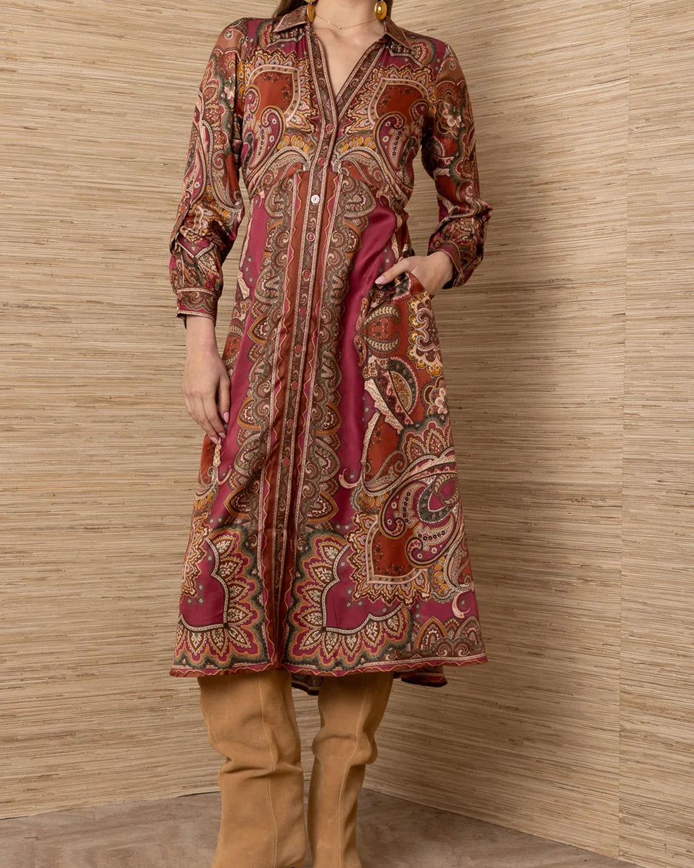 Hale Bob Sonali Silk Midi Dress | Pink