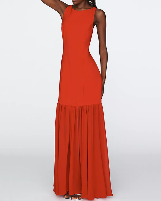 Hutch Emilia Pleated Maxi Dress | Red