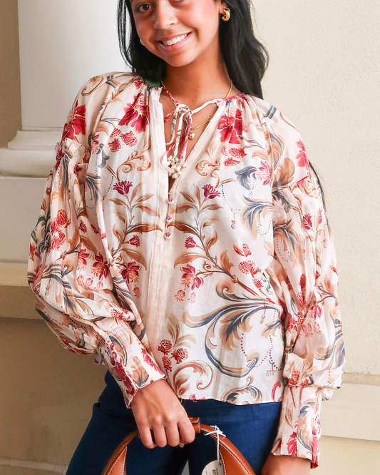 Farm Rio Royal Garden Tassels Blouse