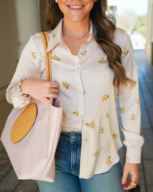 Misa Celine Top | Ditsy Ivory