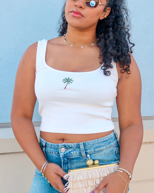 Show Me Your Mumu All Set Tank | Palm Tree Embroidery