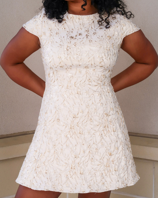 Self Contrast Jacquard Dress