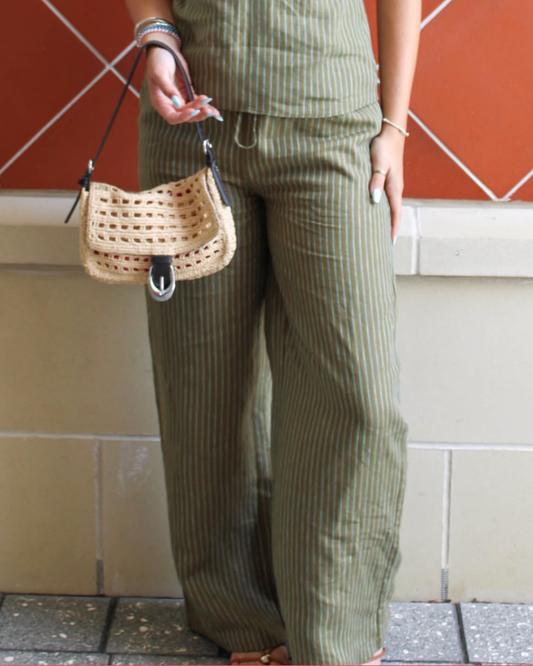 Staud Mateo Linen Pant | Porto Stripe