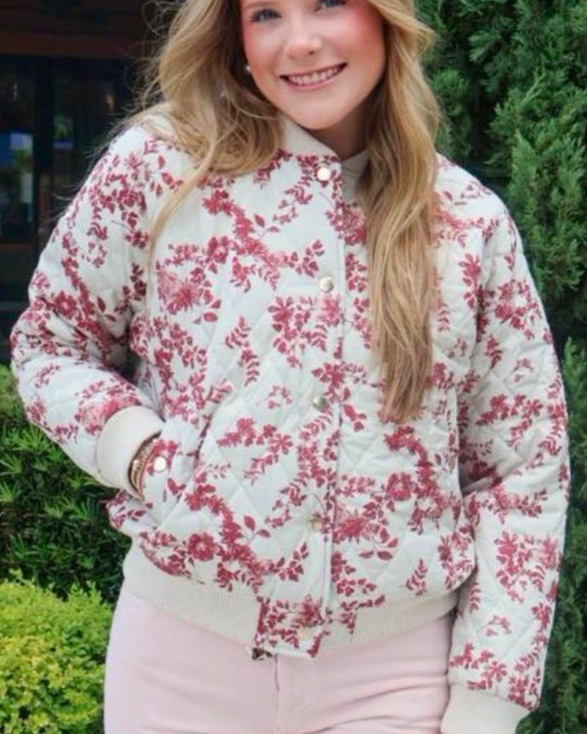 Mink Pink Quilted Jacket | Wine/Cream