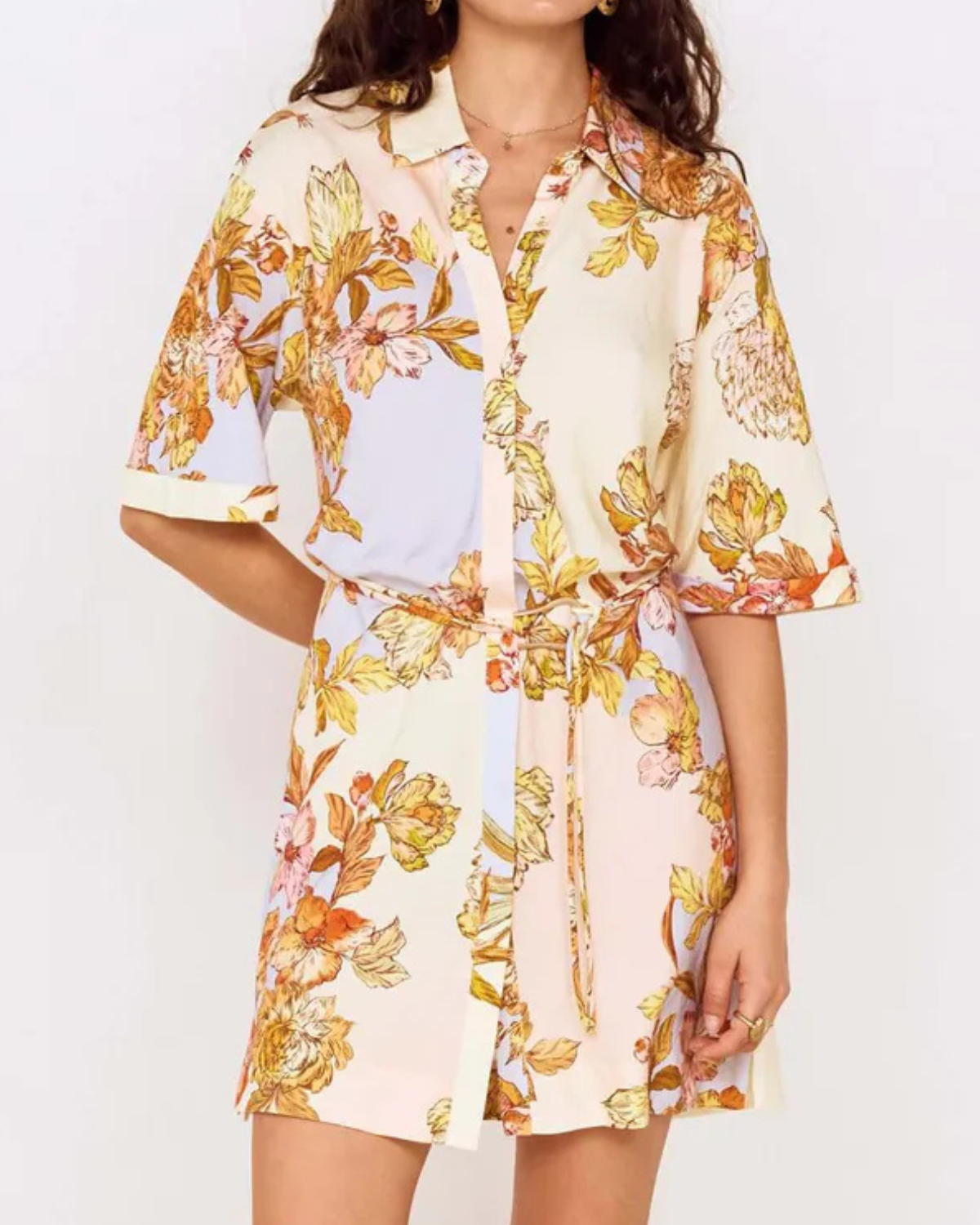 Mink Pink Fiore Mini Shirt Dress | Pastel Floral