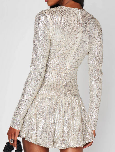Show Me Your Mumu Zelda Mini Dress | Platinum Sequins