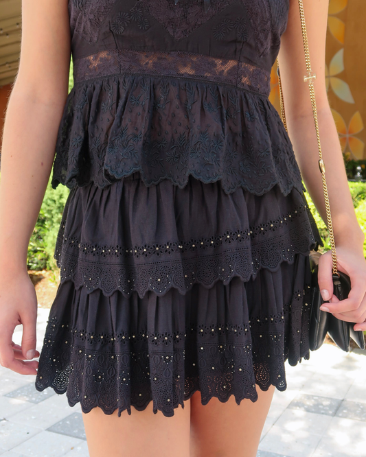 Love Shack Fancy Rhinestone-Embellished Skirt