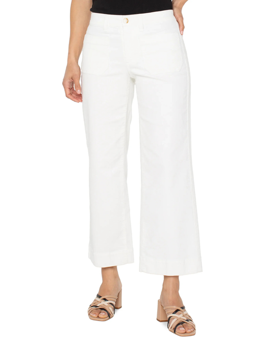 Liverpool Corduroy Crop Wide Leg | Vintage White