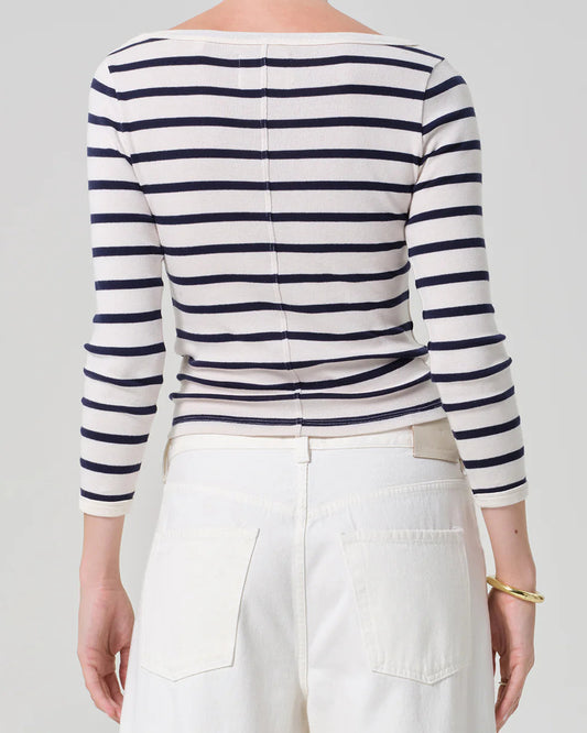 Citizens of Humanity Boat Neck Slim Tee | Azure Stripe