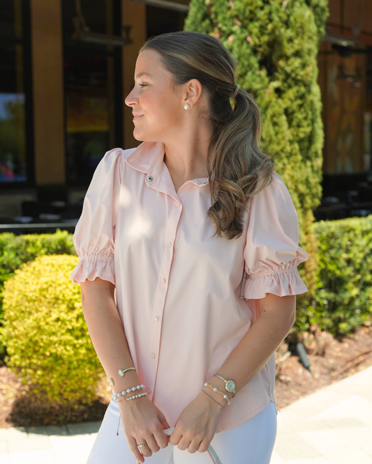 Liverpool Snap Front Knit Shirt | Light Pink
