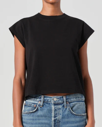 AGOLDE Bryce Cap Sleeve Top | Black