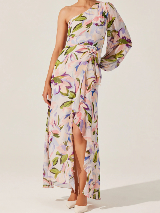 ASTR Sandersonia Floral One Shoulder Dress