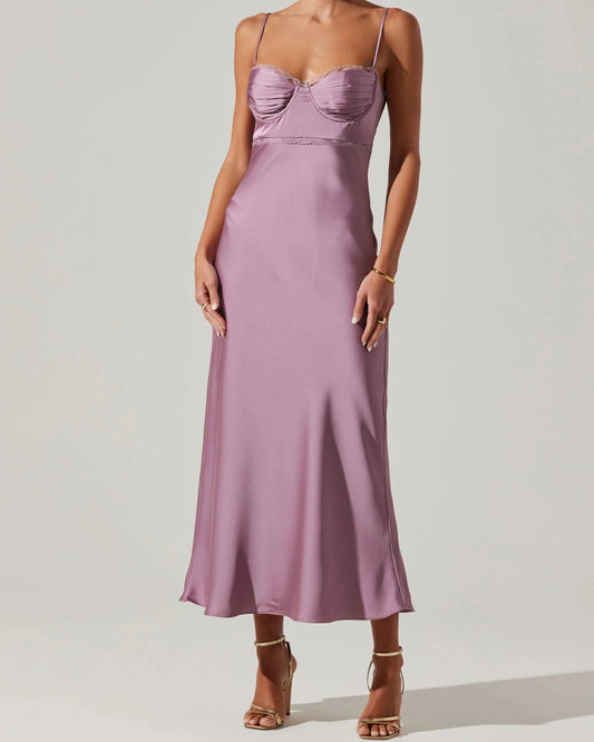 ASTR Florianne Satin Maxi Dress | Purple