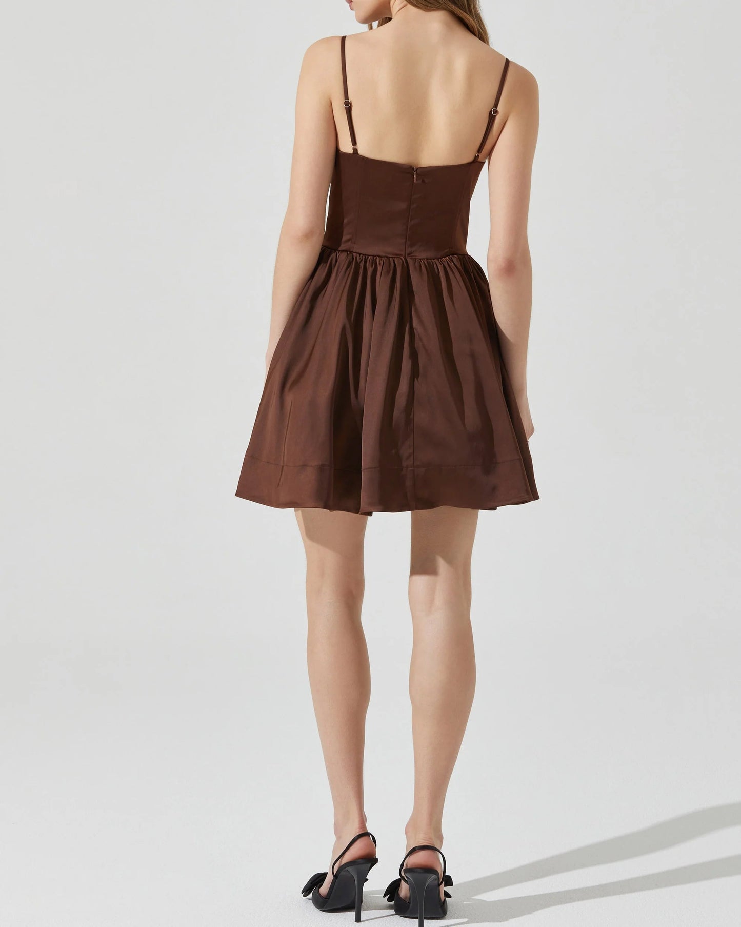 ASTR Linelly Bustier Mini Skater Dress | Brown