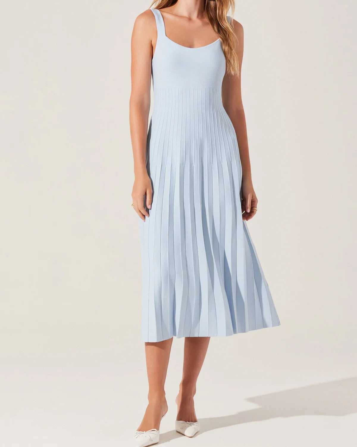 ASTR Aylin Pleated Midi Sweater Dress | Blue