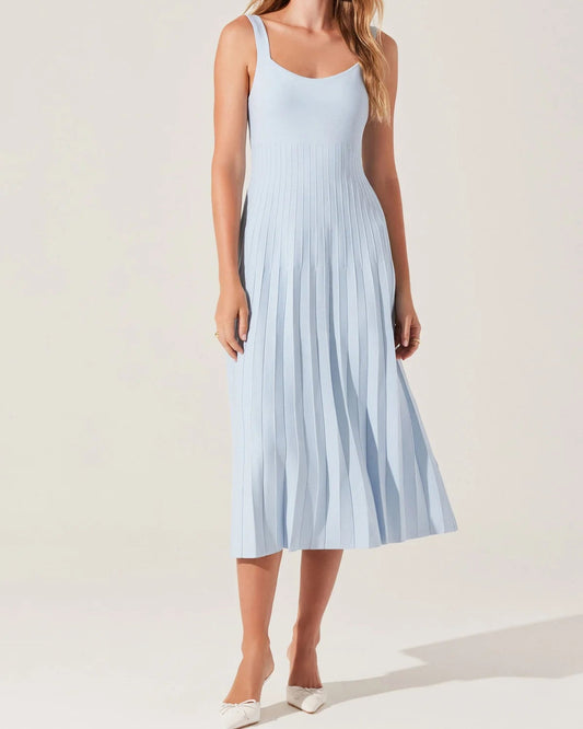 ASTR Aylin Pleated Midi Sweater Dress | Blue