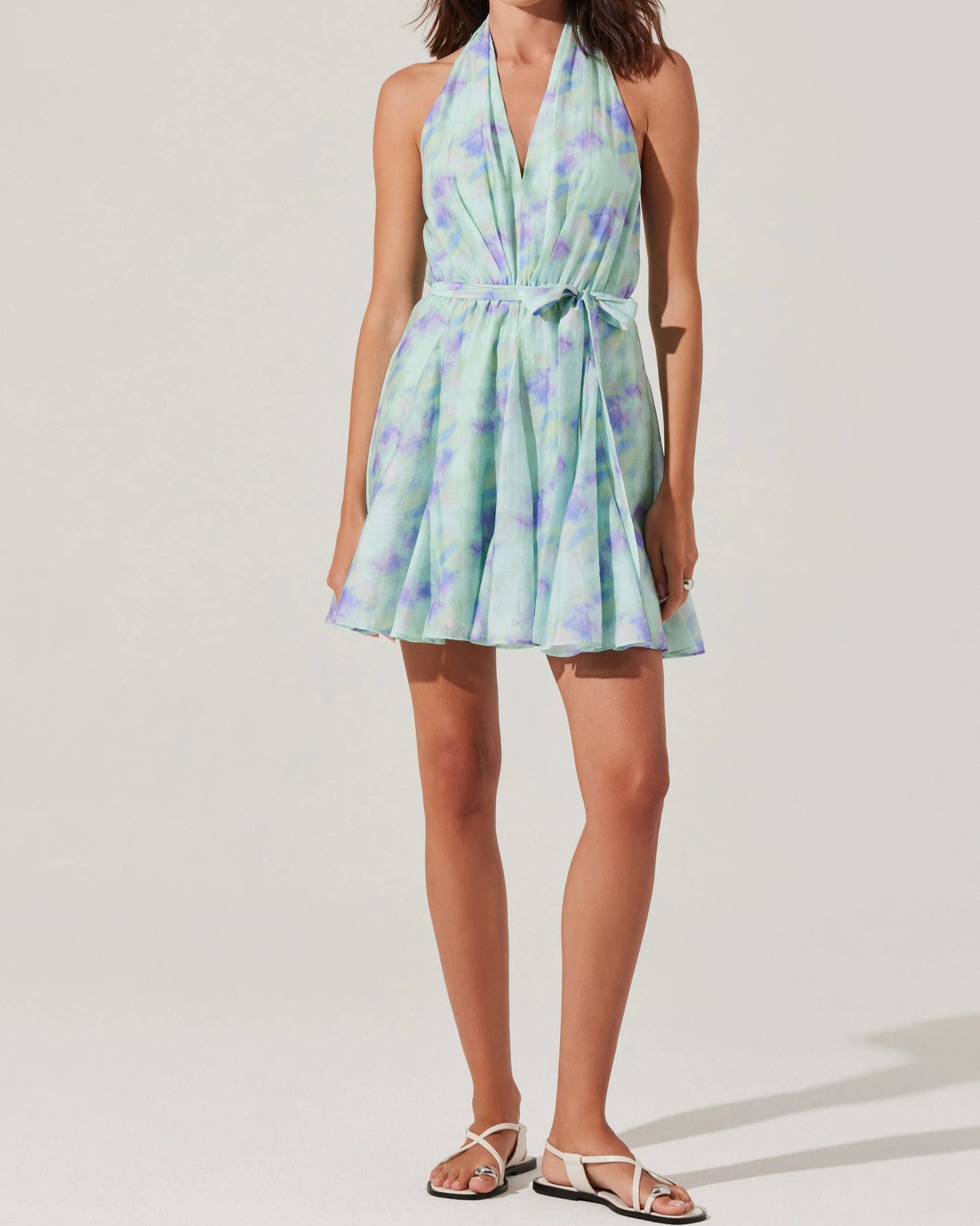 ASTR Clare Halter Neck Mini Dress | Mint Tie Dye