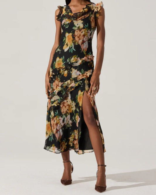ASTR Alinta Ruffle Cowl Neck Dress