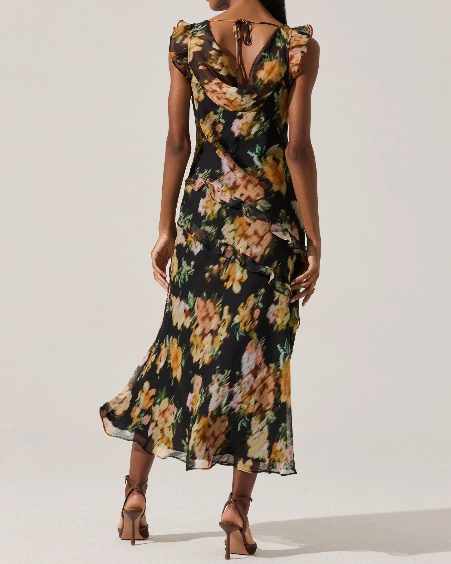 ASTR Alinta Ruffle Cowl Neck Dress