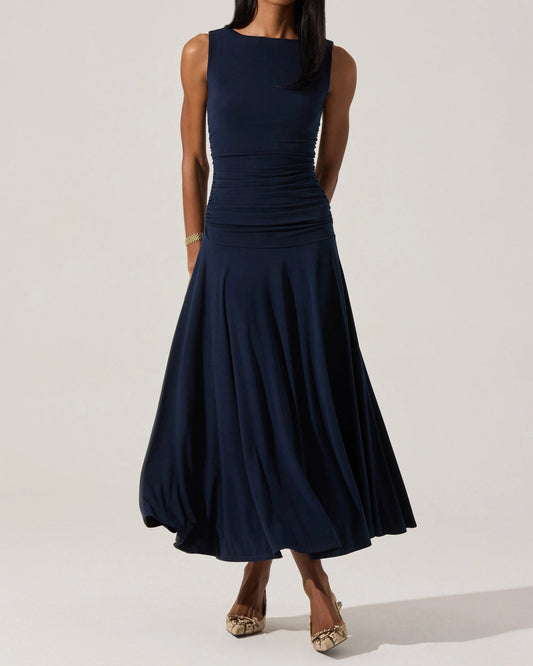 ASTR Melisandre High Neck Midi Dress | Navy