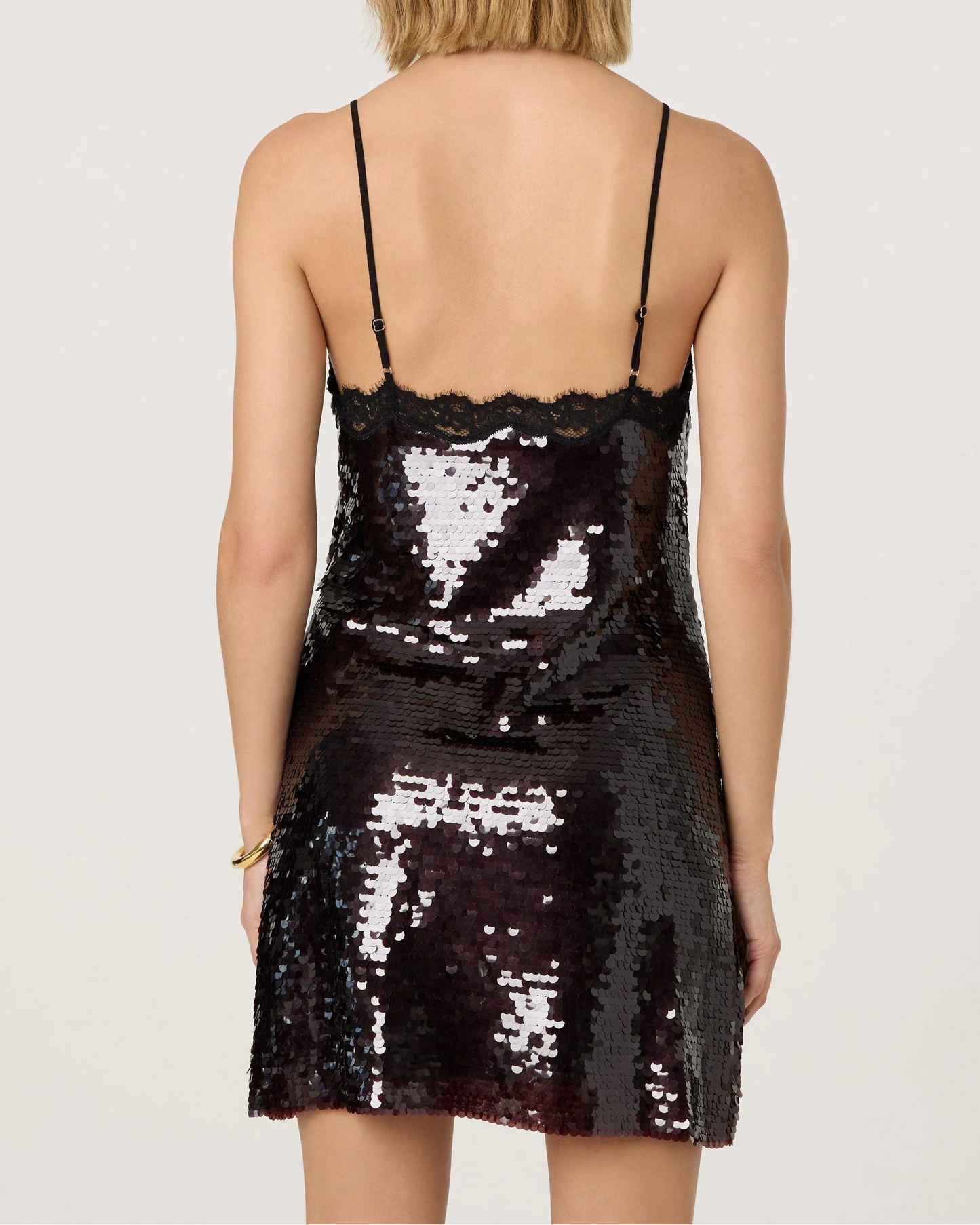 ASTR Lexy Lace Trim Sequin Mini Dress | Wine