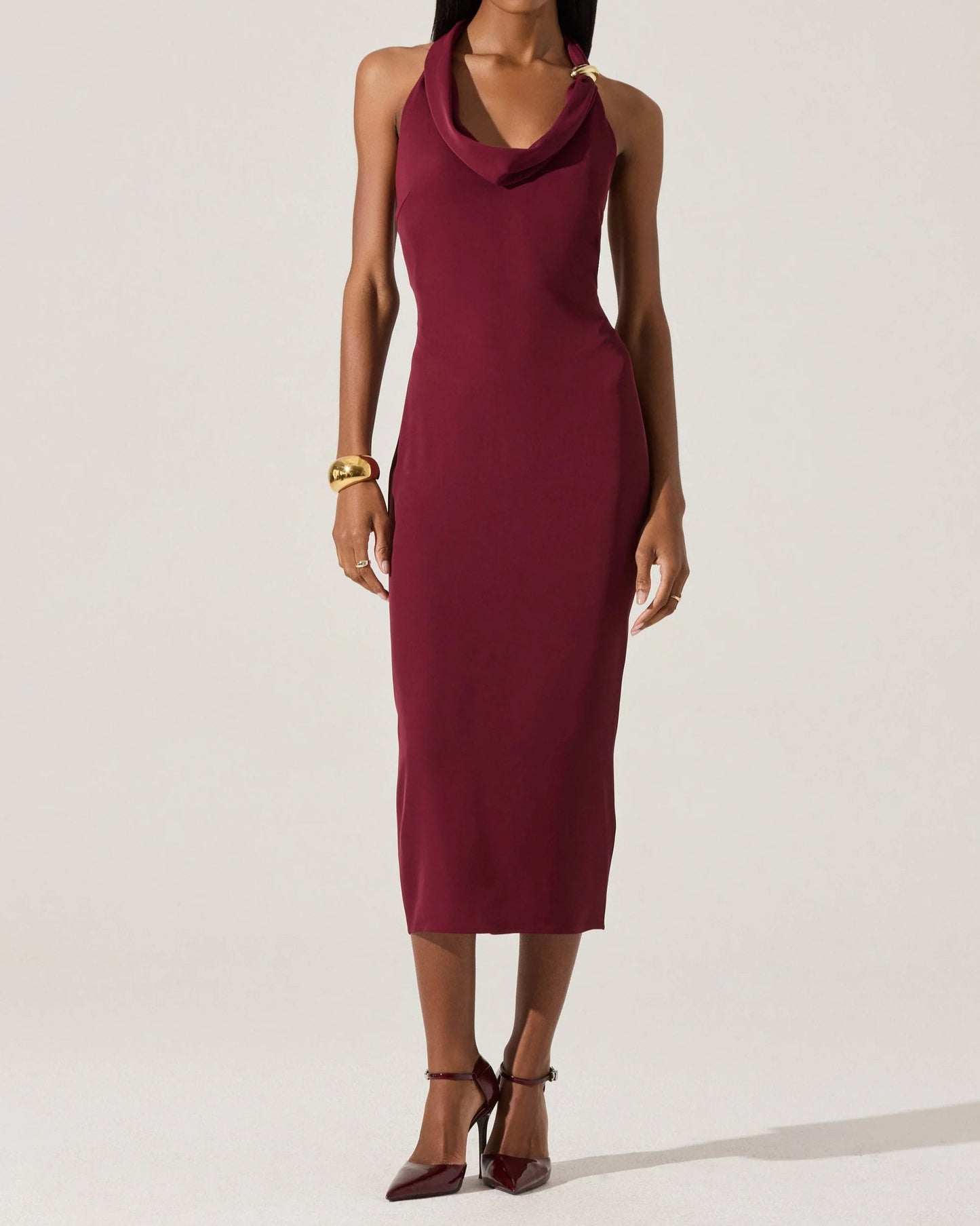 ASTR Alanna Halter Cowl Neck Dress