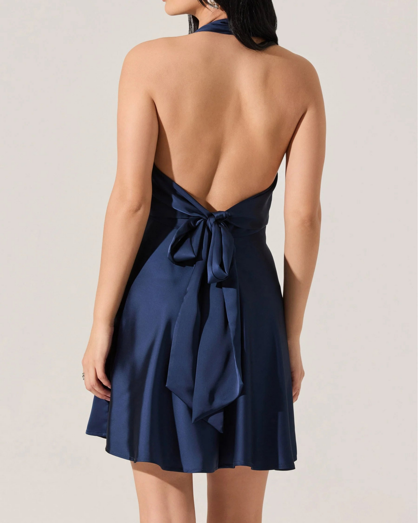 ASTR Mielle Satin Halter Mini Dress | Navy