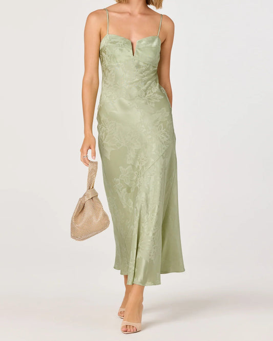 ASTR Tyla Satin Bias-Cut Maxi Dress | Sage