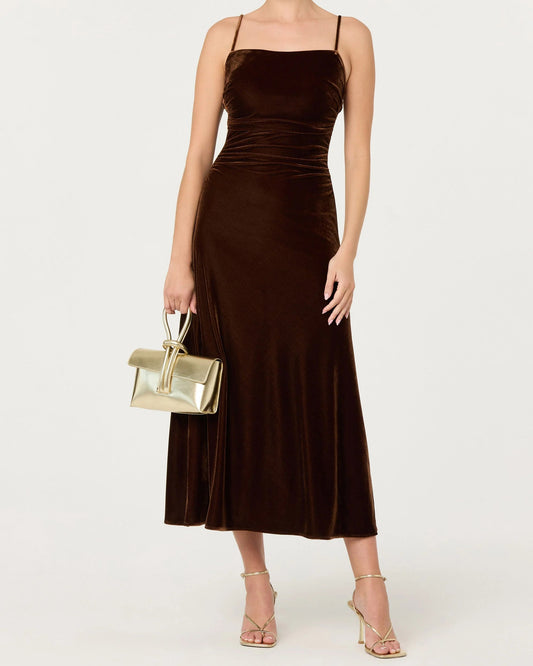 ASTR Valery Velvet Maxi Dress | Brown
