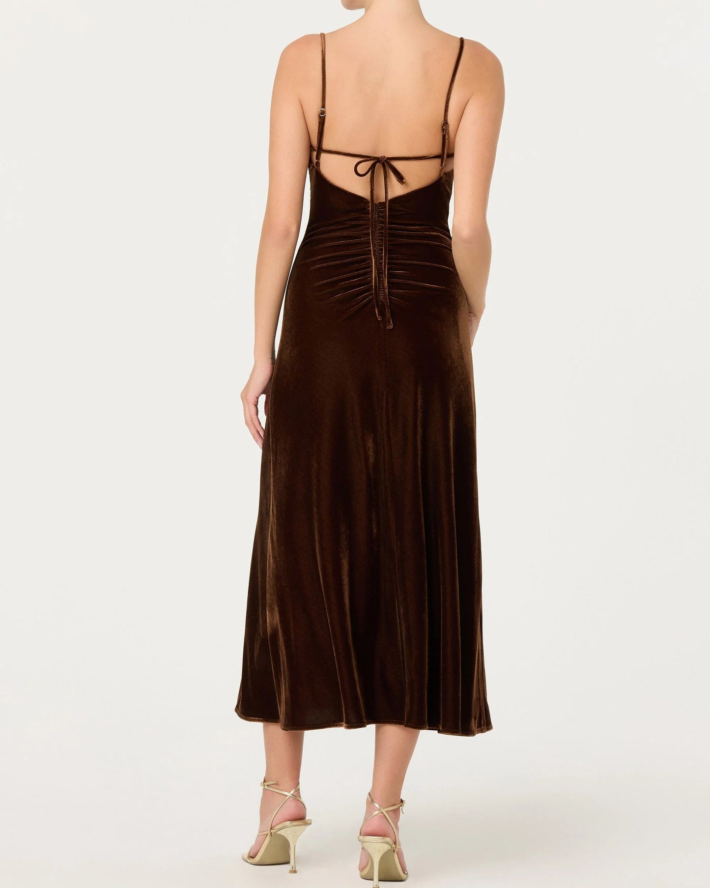 ASTR Valery Velvet Maxi Dress | Brown