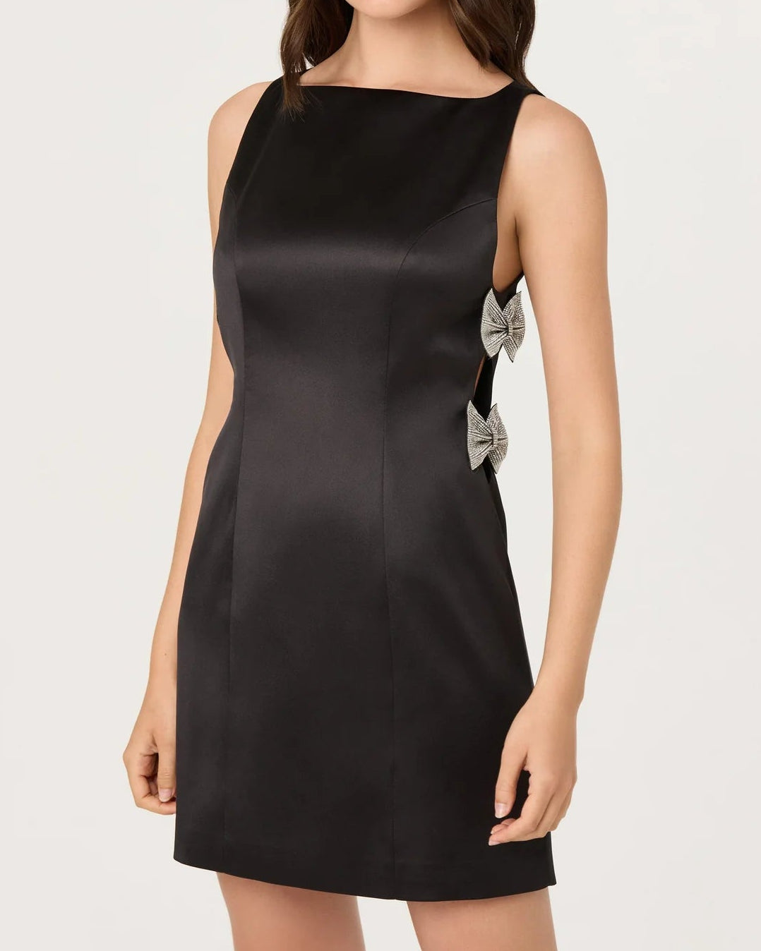 ASTR Kinsey Satin Bow Mini Dress | Black