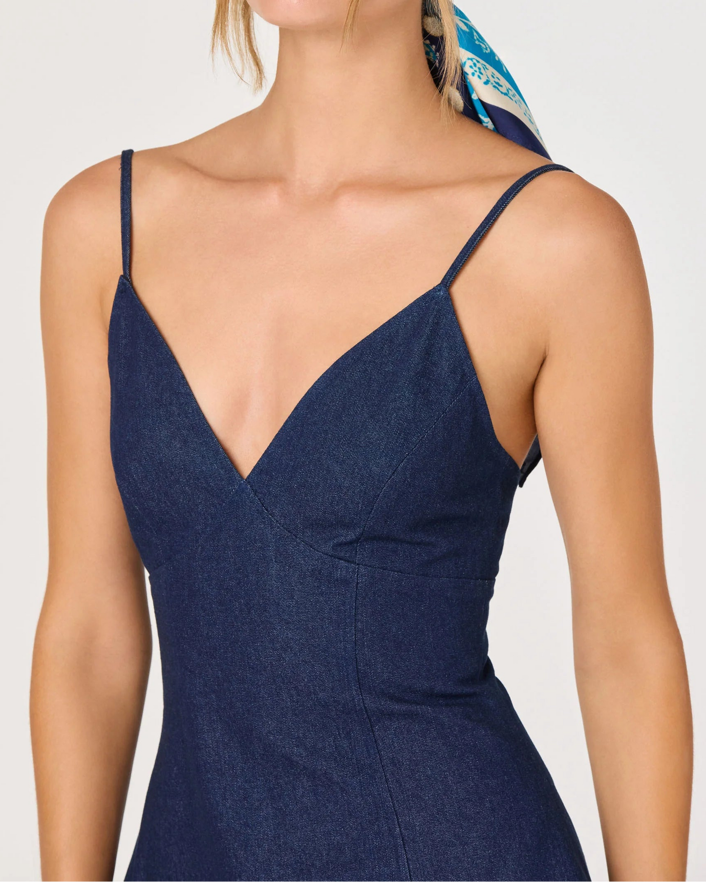 ASTR Kyndal Denim Fit & Flare Mini Dress