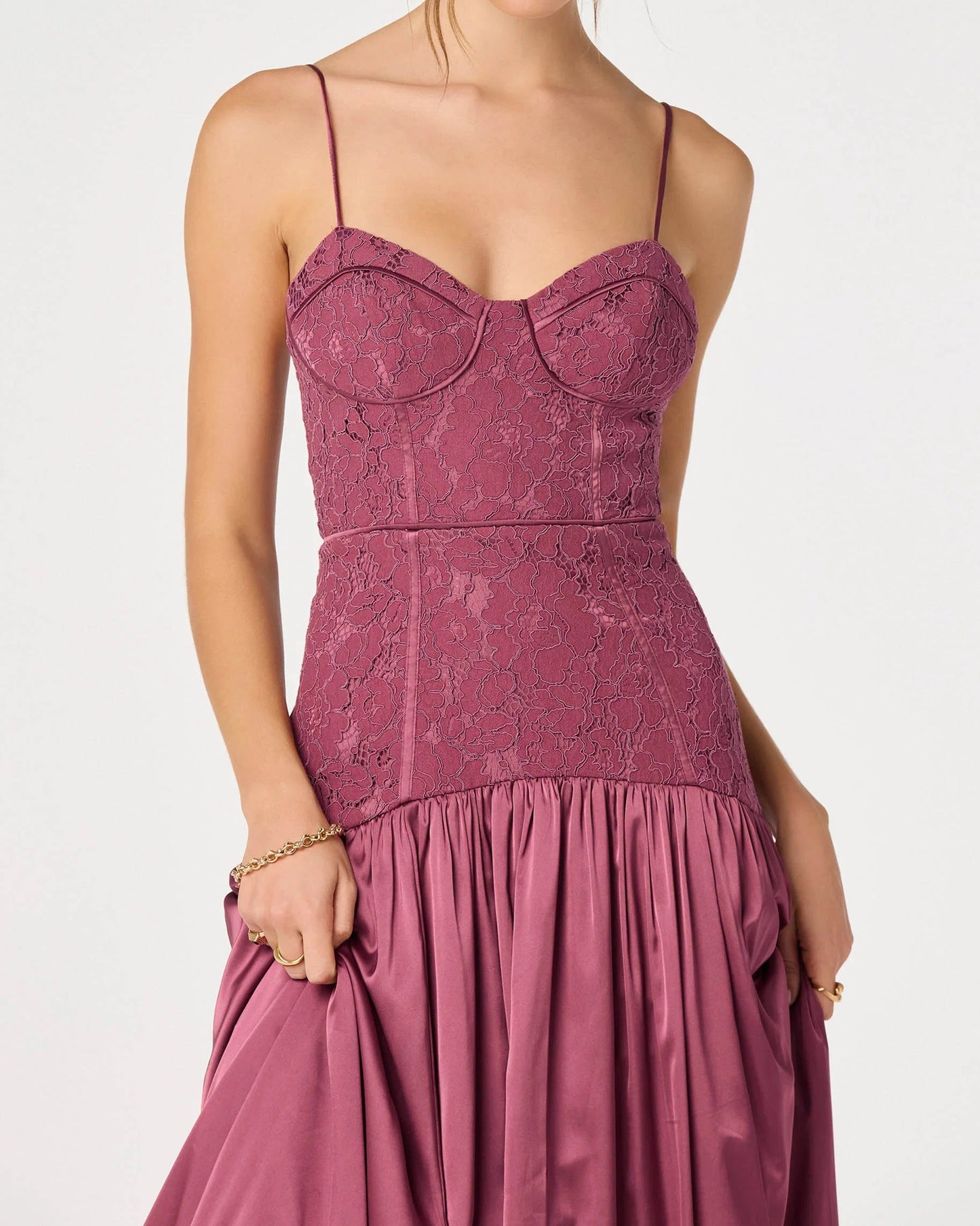 ASTR Kaylani Lace Bustier Maxi Dress | Mauve